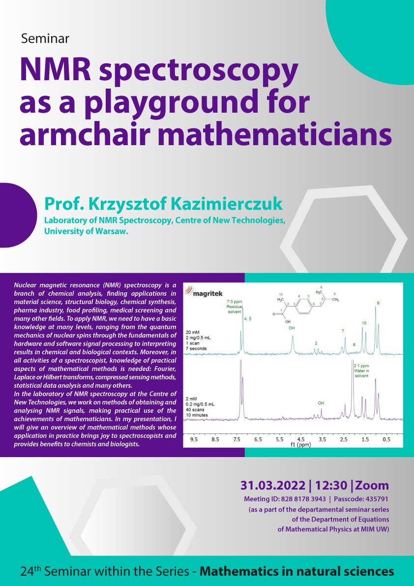 plakat luty 2022 NMR spectroscopy as a playground for armchair mathematicians Professor Krzysztof Kazimierczuk