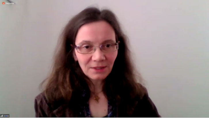dr hab. Anne Neska, promotorka rozprawy doktorskiej dr Agaty Bury, fot. screen, DP